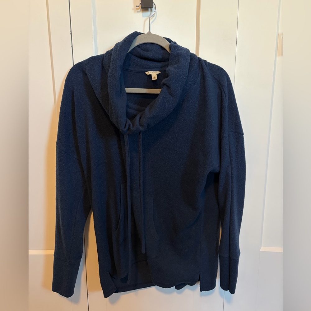 Women's Navy Blue Cowl Neck Sweater